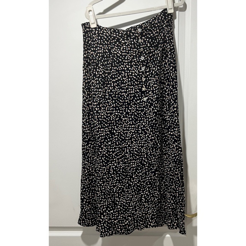 EUC Leith Button Side Midi Skirt in Black Cindy Print size Medium
